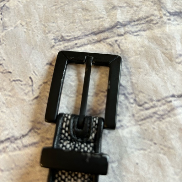 TALBOTS MADE IN ITALY WOMENS HERRINGBONE TWEED LIKE LEATHER BELT SIZE MEDUIM - Picture 10 of 11